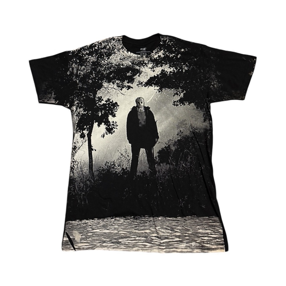 Friday The 13th T Shirt Men's Full Front Graphic Short Sleeve M Back Neon Logo
